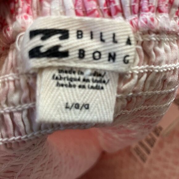 Billabong Skirt Womens Large Eyes On You Floral Ruffled Smocked Coral Pink - Picture 7 of 11